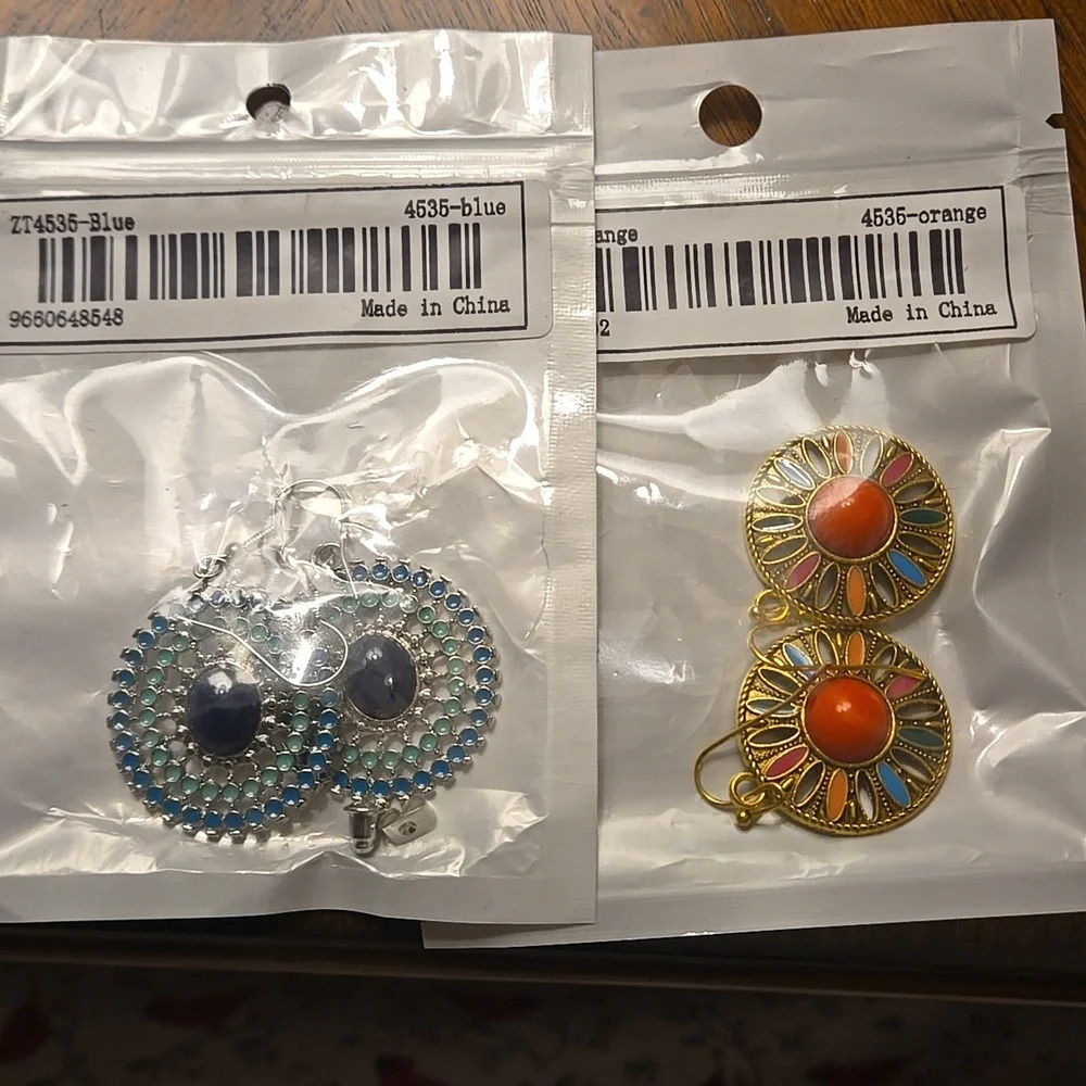 2 pairs! Retro Round Geometric Women's Earrings Bohemian Style Festival - Picture 5 of 5